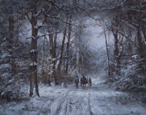 Lot 13 - Van Meurs, Winter woodland scene, oil