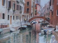 Lot 61 - Marc Grimshaw, Venetian canal scene, pastel