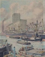 Lot 85 - Peter Anson, Brunswick Dock, Liverpool and  Santa Calli, Canada Graving Dock, Liverpool, watercolour (2)