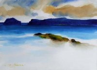 Lot 87 - Brian Dobson, Iona from Mull, watercolour