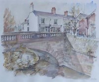 Lot 89 - K. Mosley, Welsh Bridge, Nantwich, watercolour and ink