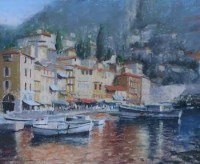 Lot 91 - Marc Grimshaw, Italian lake scene, pastel