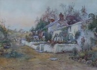 Lot 110 - Joseph Hughes Clayton, The Picture Cottages, Cemaes, Anglesey, watercolour