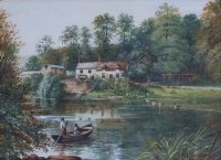 Lot 111 - A.M. Drinkwater, Erbistock Ferry, watercolour and another (2)