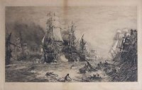 Lot 132 - W.L. Wyllie, The Battle of Trafalgar 2.30pm, signed etching