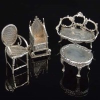 Lot 144 - Four pieces silver furniture (miniature).