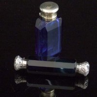 Lot 156 - Two Bristol blue glass scent bottles