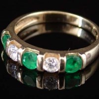 Lot 207 - 14ct gold emerald and diamond ring