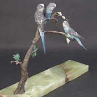 Lot 278 - Austrian cold painted bronze budgies group.