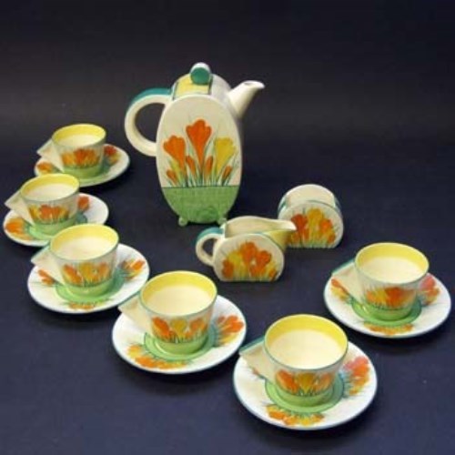 Lot 432 - Clarice Cliff bonjour coffee set in sungleam