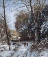 Lot 44 - Van Meurs, Winter woodland scene, oil