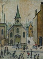 Lot 55 - English School, 20th century, The American Mission, after Lowry, oil