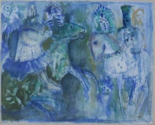 Lot 72 - David McClure, Horsemen With Ikons, watercolour