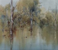 Lot 77 - John Leo Borrack, Flooded Swamp, Yan Yean. Victoria, watercolour