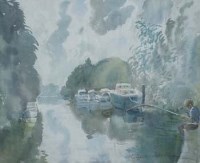 Lot 108 - Elizabeth Scott-Moore, Quiet Backwater - Sonning on Thames, watercolour