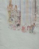 Lot 114 - Dorothy Bradford, Service at Liverpool Cathedral, ink and wash