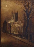 Lot 135 - Herbert St John Jones, Remembrance Night - Floodlight On Nantwich Church, oil