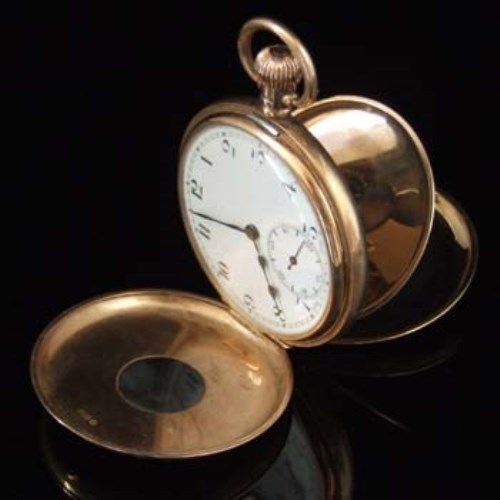 Lot 372 - 9 carat gold half hunter fob watch