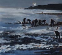 Lot 2 - Sue Atkinson, Runswick Bay. The Whelk Pickers, oil