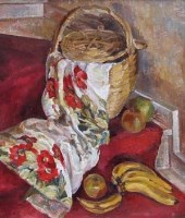 Lot 29 - Betty, 20th Century, Still life study with fruit and basket, oil