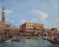 Lot 53 - S. Conti, Venetian scene, oil