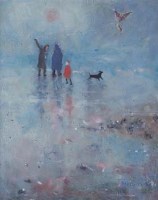 Lot 56 - Sue Atkinson, Kite Flying, Runswick Bay, oil