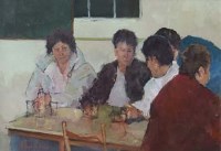 Lot 66 - Stephen Wild, Canteen Gossips, oil