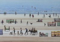 Lot 111 - Robert Littleford, Donkeys and figures on the beach, watercolour