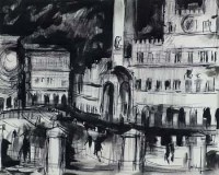 Lot 148 - Terry McGlynn, Piazza, Sienna, ink and wash