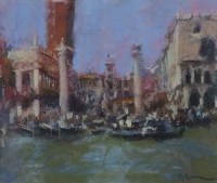 Lot 153 - Marc Grimshaw, The Doge's Palace and the Piazetta, Venice, pastel