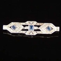 Lot 344 - Art Deco white gold, sapphire and diamond plaque