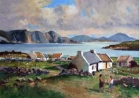 Lot 12 - Irish School, 20th century, The Minuan Cliffs from Keel, Achill Island, oil