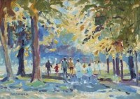 Lot 28 - Keith Gardner, On the Park Path, oil