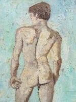 Lot 54 - Adrian Johnson, Standing male nude, oil