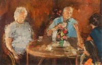 Lot 87 - Stephen Wild, A Family Discussion, oil