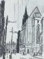 Lot 106 - Arthur Delaney, Manchester street scene, charcoal
