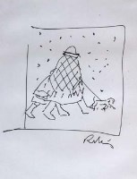 Lot 153 - Harold Riley, Walking the Dog, ink