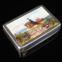 Lot 236 - Silver enamel hunting snuff box
