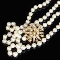 Lot 273 - Double string of cultured pearls on 9ct gold