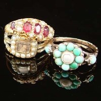 Lot 317 - Three Victorian dress rings: one set with