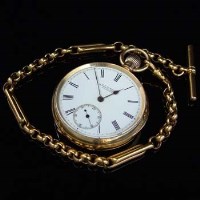 Lot 359 - 18ct gold open-faced pocket watch with rolled