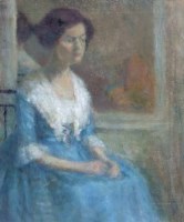 Lot 8 - Follower of James Milner Kite, seated lady, oil