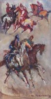 Lot 15 - William Meyerowitz, Horseback Riders, oil