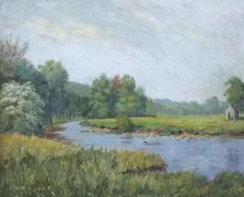 Lot 64 - W. Maxwell Reekie, On The Wye at Rowsley, Derbyshire, oil