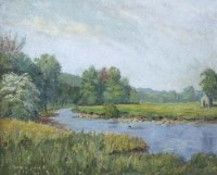 Lot 64 - W. Maxwell Reekie, On The Wye at Rowsley, Derbyshire, oil