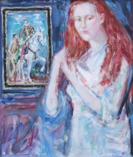 Lot 70 - Marian Kratochwil, lady in white dress, oil
