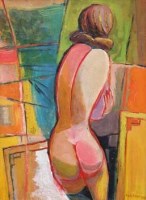 Lot 79 - Jerzy Faczynski, Standing female nude, oil