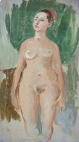 Lot 101 - Stella Styne, Standing nude, oil