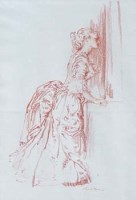 Lot 113 - Sir William Russell Flint, Standing lady, red chalk