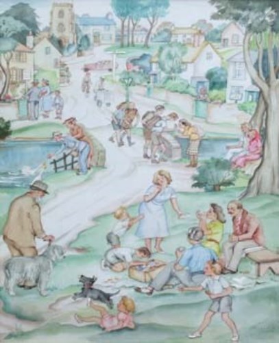 Lot 149 - Patience Arnold, The Picnic, watercolour
